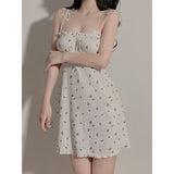 elvesmall  Summer Women Nightwear Floral Thin Pajama Nighty for Ladies Girl Sexy Nightgown Flower Pajamas Dress Home Sleepwear Loungewear