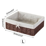 elvesmall Handwoven Storage Baskets Sundries Organizer with Lid Rectangular Cosmetics Box Clothes Laundry Basket Towel Toys Container