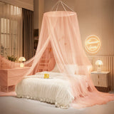 elvesmall New Domed Mosquito Net Pink Girl Canopy over the Bed Foldable Mosquito Net Door Baby Crib Anti-mosquito