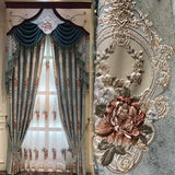 elvesmall  High-grade Embossed Jacquard European Luxury Curtain for Living Room Bedroom Thickened Shading Bay Window Screen Valance Tulle