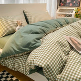 elvesmall  Professional Checkered Retro Grid Comforter Bedding Sets Cotton Bedding Set Bedding Jacquard King Linen Bed Duvet Cover Size