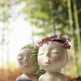 elvesmall Creative Face Flower Pot Head Planter Pot Succulent Planter Resin Art Statue Sculpture Potted Decorative Ornaments Vase