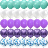 elvesmall 40PCS The Mermaid Theme Party Purple Blue Confetti Balloons Halloween Christmas New Year's Birthday Party Decorations Globos