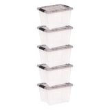 elvesmall 19 Quart Stack & Pull™ Clear Plastic Storage Box with Buckles, Gray, Set of 5