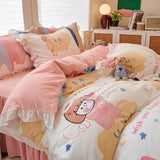 elvesmall Small fresh milk velvet four piece set double faced velvet thickened warm small lace flannel bedding set
