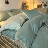 elvesmall  Bedding Set  Luxury Double-Sided Cool Feeling Ice Silk Washed Silk Nordic Style Duvet Cover Bed Sheet Summer Cool Quilt Set Gift