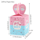 elvesmall 24PCS Gender Reveal Boy or Girl Candy Box Packaging Baby Shower Baptism Gift For Guest Kids Birthday Party Favors Decor Supplies