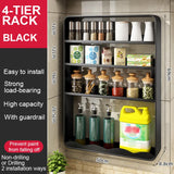 elvesmall  Kitchen Organizer Rack Wall Mounted Storage Container Rack Seasoning Bottle Holder Spice Jars Utensils Household Layered Shelves