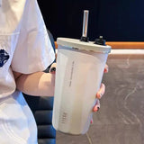 elvesmall  -  Kawaii Sainless Steel Tumbler For Coffee Car Mug Freeze Thermos Vacuum Flask Water Bottle With Straw Keep Cold Hot Cup 600ml