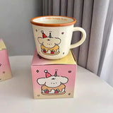 elvesmall  -  Kawaii Dog Christmas Mug Gift Coffee Water Cup Cute Ceramic Handmad Milk Tea Water Juice Mocha Lovers Breakfast Cup Gift 300ml