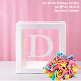 elvesmall Transparent Balloon Letter Box Baby Shower Decoration Birthday Wedding Custom Name Balloon Box 1st Birthday Party Decorations