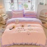 elvesmall Colorful Clouds Bedding Set Princess Style Ruffle Duvet Cover with Zipper Closure Comforter Covers for Girls Women Home Decor