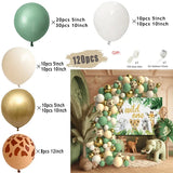 elvesmall Jungle Safari Green Balloon Garland Arch Kit Kids Birthday Party Supplies Deer Pattern Gold Latex Ballons Baby Shower Decoration