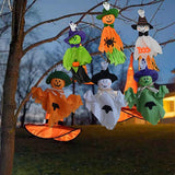 elvesmall 1pcs Halloween Hanging Ghost Decorations Pumpkin Ghost Straw Windsock Pendant for Outdoor Indoor Bar Party Background Decoration