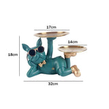 elvesmall  Bulldog Cool Sculpture Dog Ornament Butler Storage Box with Tray Nordic Table Decoration Resin Animal Sculpture Coin Piggy Bank