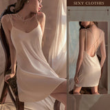 elvesmall  Sexy Women Sleepwear Sling Back Silk Sexy Pajamas For Sleeping Women Soft Nightgown Pajama Women's Party Dress Women's Lingerie