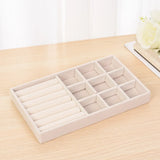 elvesmall Velvet Jewelry Tray Storage Drawer Small Stackable Beige Jewelry Boxes and Packaging Suitable for Ring Earrings Simple Practical