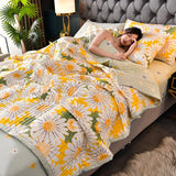 elvesmall Plaid Summer Cool Quilt Washed Cotton Comfortable Lightweight Air Condition Thin Comforter Simple Feather Blanket For Adults Kid