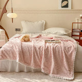 elvesmall  Multifunctional faux fur winter blanket with zipper 3D rose bed linen plush sofa blankets Microfiber bedding quilt Duvet cover