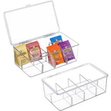 elvesmall Plastic Tea Bag Storage Box Stackable Transparent with Lid Storage Container Acrylic Organizer Coffee