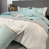 elvesmall Thickened Quilt Cover Bedding Set Luxury Embroidered Home Bed Linen Set Jacquard Duvet Cover Pillowcases 3/4 Pieces Set