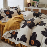 elvesmall Small fresh milk velvet four piece set double faced velvet thickened warm small lace flannel bedding set