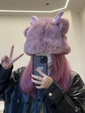 elvesmall Y2k Deer Ears Plush Hat Cute Girl Winter Imitation Rabbit Fur Lady Lolita Thickened Warm Ear Protector Hood