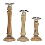elvesmall Candle Holders Set of 3 Candle Brown Mango Wood Candle Holder Home Decoration Accessories Candlestick Chandelier Centerpiece