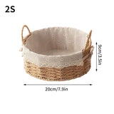 elvesmall Handwoven Storage Baskets Sundries Organizer with Lid Rectangular Cosmetics Box Clothes Laundry Basket Towel Toys Container