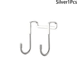 elvesmall 201 Stainless Steel Hook Double S-Shape Hook Free Punching Kitchen Bathroom Cabinet Door Without Trace Hook Towel Storage Hanger