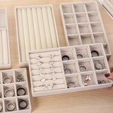 elvesmall Velvet Jewelry Tray Storage Drawer Small Stackable Beige Jewelry Boxes and Packaging Suitable for Ring Earrings Simple Practical