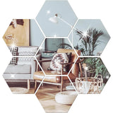 elvesmall 6/12pcs 3D Mirror Wall Sticker Hexagon Decal Home Decor DIY Self-adhesive Mirror Decor Stickers Art Wall Decoration 126mm Large