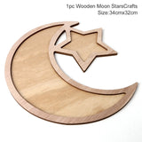 elvesmall Mubarak Decor Wooden Tray Ramadan Decoration for Home Islamic Muslim Party Decor Mubarak Ramadan Kareem Gift Eid Al Adha