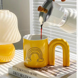 elvesmall  -  Ceramic Mug Large Capacity Coffee Cups Office Household Tea Cup Girl Milk Mug Household Water Mug Creative Colorful Red Cup