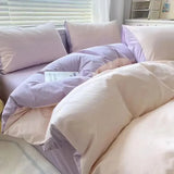 elvesmall Nordic Princess Pink Bedding Set Girls Adults Twin Full Queen Size Bed Flat Sheet Duvet Cover Pillowcases Solid Color Bed Linen