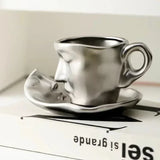 elvesmall  -  Creative ceramic Coffee cup, handmade diamond bag, ceramic cup, dish, Coffee cup set, platinum ceramic cup, birthday gift   mug