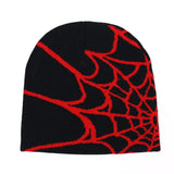 elvesmall Fashion Knitting Spider Web Design Hat for Men Women Pullover Pile Cap Y2k Goth Warm Beanie Hats New Hip-hop Street Cap