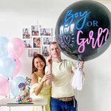 elvesmall Boy or Girl Gender Reveal Party Decoration 36'' Giant Black Latex Balloon Blue Pink Confetti Baby Shower Globos Supplies