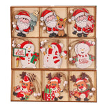 elvesmall 9pcs Wooden Santa Claus Pendant Merry Christmas Decorations for Home Navidad Elk snowman Ornaments Xmas Tree Decor Noel New year