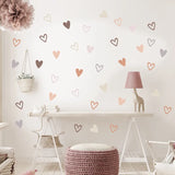 elvesmall Valentines Day Gift 36pcs Heart Shape Trendy Boho Style Wall Stickers Bohemian Wall Decals for Living Room Bedroom Nursery Room Kids Room Home Decor