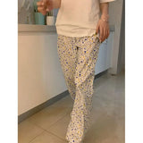 elvesmall  Korean Style Pajamas Pants for Women Sleep Sleepwear Summer Print Ankle Length Bottoms Home Elastic Waist Room Sleeping Wear New
