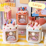 elvesmall Kawaii Pen Holder Desk Organizer Large Capacity Pencil Storage Box Cartoon School Office Stationery Supplies Pens Brush Stand