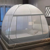 elvesmall Simple Pure Color Yurt Mosquito Net Large Space Bedroom Double Bed Mosquito Net Dormitory Installation-free 2-doors Mosquito Net