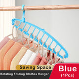 elvesmall Rotating Folding Clothes Hanger Closet Organizer Multi-port Clothing Drying Rack Foldable Plastic Scarf 11-hole Storage Hangers