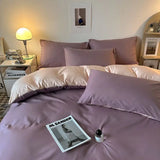 elvesmall  Bedding Set  Luxury Double-Sided Cool Feeling Ice Silk Washed Silk Nordic Style Duvet Cover Bed Sheet Summer Cool Quilt Set Gift