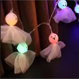 elvesmall  1.5m 10Led Halloween Pumpkin Ghost Skeletons Bat Spider Led Light String Festival Bar Home Party Decor Halloween Ornament