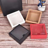 elvesmall  10pcs Square Kraft Paper Flip Box Transparent Frosted PVC Cover Carton Candy Desserts Cosmetic Soap Storage Packaging Boxes