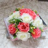 elvesmall  Cheap Artificial Flower Ball Plastic Green Mesh Base Silk Table Centerpieces For Wedding Decor Party Road Lead Flower Bouquets