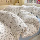 elvesmall Ins Bedding Set Refreshing New Blue Wind CHIME  Four PIECE Set On Bed Washing Cotton Bed Sheet Bed Sheet Dormitory 3pcs