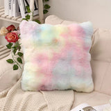 elvesmall Flush Pillow Covers Solid Color Living Room Decoration Cushion Cover Fur Sofa Pillowcase Moden Home Decor